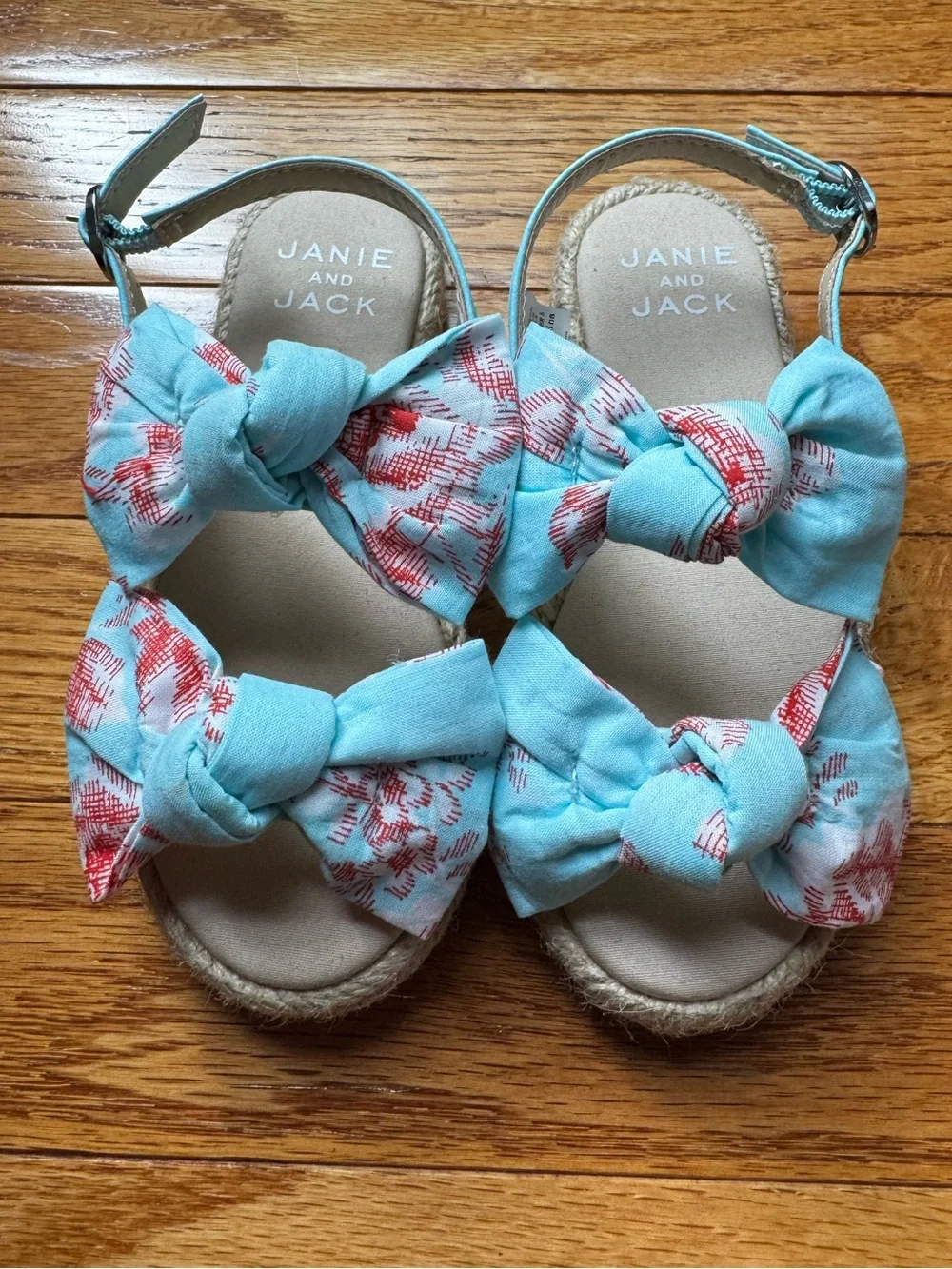 Janie and Jack Floral Bow Espadrille Summer Sky Rose Print